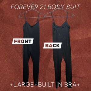 Forever 21 Black Bodysuit with Built-In Bra